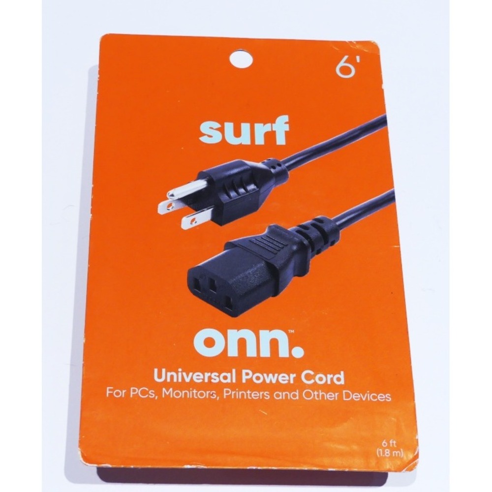 Onn‎ Universal Power Cord 6 ft for PCs, Monitors, Printers, Devices